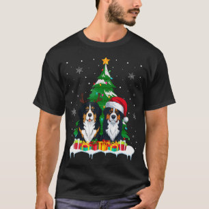 Berner Sennenhond Kerstboom Verlicht Santa T-shirt