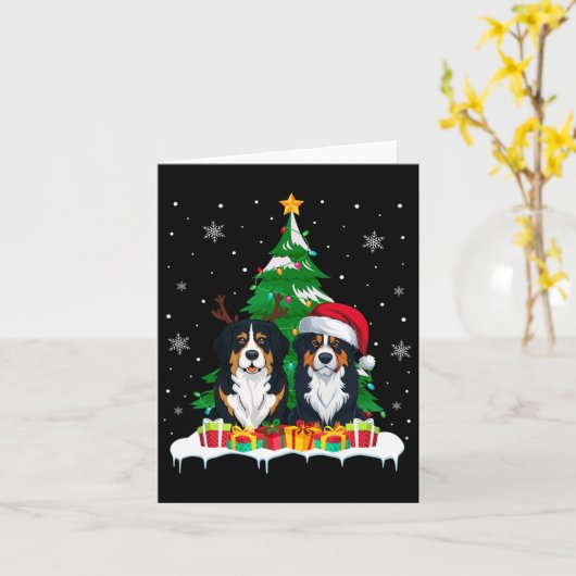 Berner Sennenhond Kerstboom Verlichting Santa R Kaart (Gele Bloem)