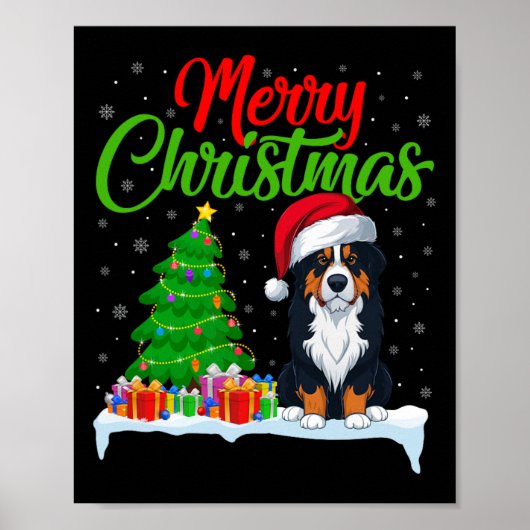 Berner Sennenhond Kerstboomlampjes Xmas Do Poster (Voorkant)