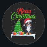 Berner Sennenhond Kerstboomlampjes Xmas Do Ronde Sticker<br><div class="desc">Berner Sennenhond Kerstboom Lights Xmas Hondenliefhebber</div>
