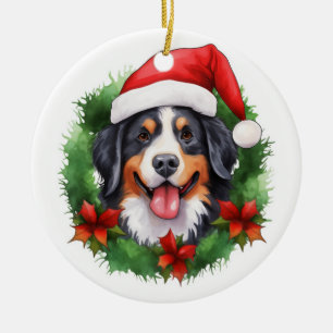 Berner Sennenhond Kerstkrans Keramisch Ornament