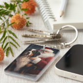 Berner Sennenhond Kerstman Festieve Kerstmis Sleutelhanger (Voorkant Rechts)