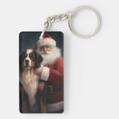 Berner Sennenhond Kerstman Festieve Kerstmis Sleutelhanger (achterkant)