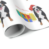 Berner Sennenhond Kerstman Helper Cadeaupapier (Rol Hoek)