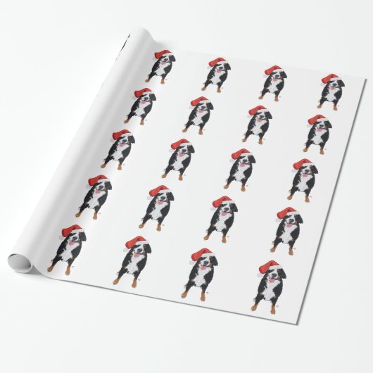 Berner Sennenhond Kerstman Helper Cadeaupapier (Uitgerold)