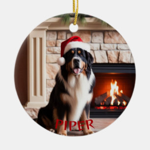Berner Sennenhond Kerstman Hoed Ornament