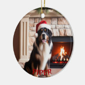 Berner Sennenhond Kerstman Hoed Ornament (Links)