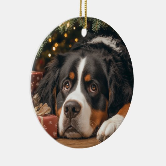 Berner Sennenhond Kerstmis Keramisch Ornament (Rechts)