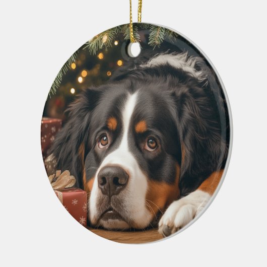 Berner Sennenhond Kerstmis Keramisch Ornament (Links)