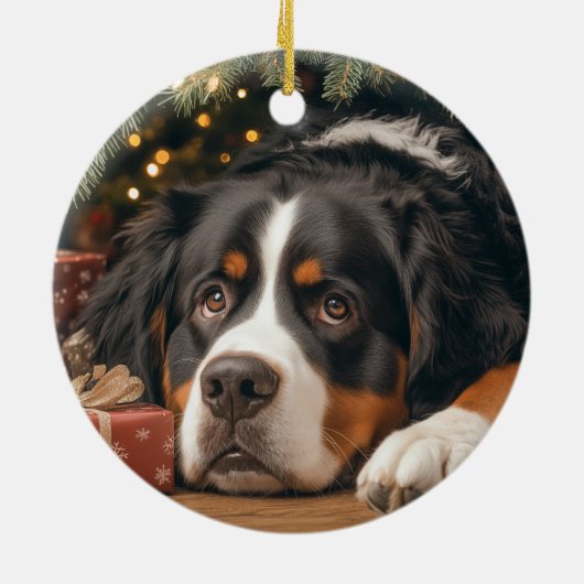 Berner Sennenhond Kerstmis Keramisch Ornament (Achterkant)