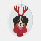 Berner Sennenhond Kerstversiering. Sneeuw Keramisch Ornament (Rechts)