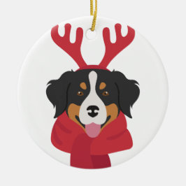 Berner Sennenhond Kerstversiering. Sneeuw Keramisch Ornament