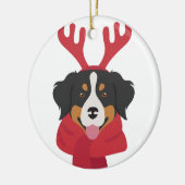 Berner Sennenhond Kerstversiering. Sneeuw Keramisch Ornament (Links)