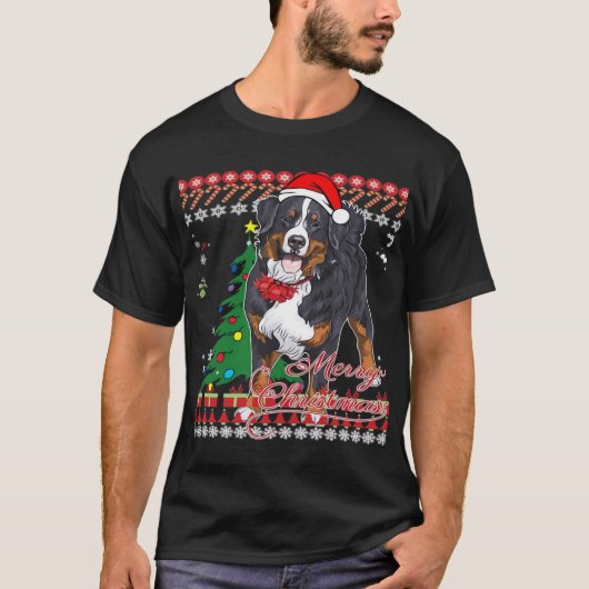 Berner Sennenhond Lelijk Kerst T-Shirt  (Voorkant)