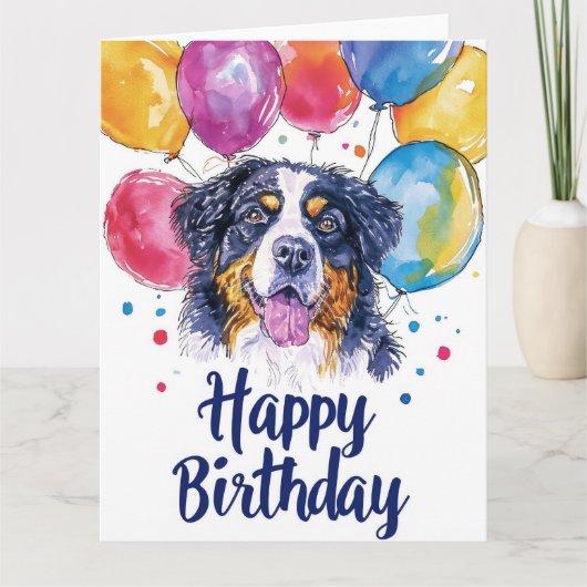 Berner Sennenhond met Ballonnen Kaart (Voorkant)