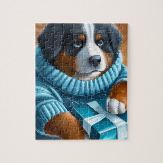 Berner Sennenhond met kerstcadeau Legpuzzel (Verticaal)