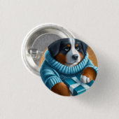 Berner Sennenhond met kerstcadeau Ronde Button 3,2 Cm (Voorkant /achterkant)