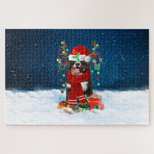 Berner Sennenhond met kerstcadeaus Legpuzzel (Horizontaal)