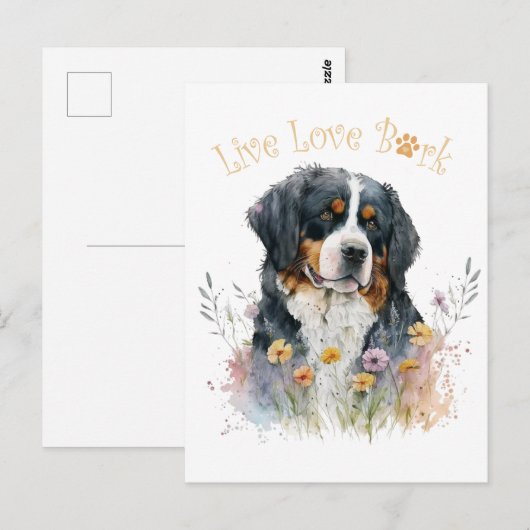 Berner Sennenhond Mom Floral Briefkaart (Voorkant / Achterkant)