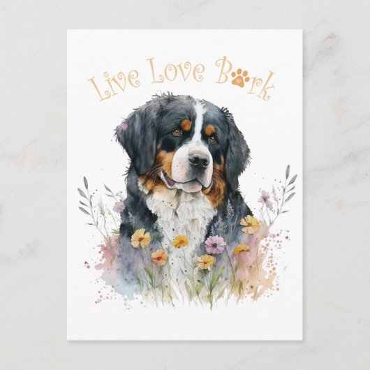 Berner Sennenhond Mom Floral Briefkaart (Voorkant)