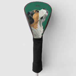 Berner Sennenhond op groene achtergrond Golfheadcover