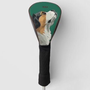 Berner Sennenhond op groene achtergrond Golfheadcover