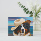 Berner Sennenhond op het strand Briefkaart (Staand voorkant)
