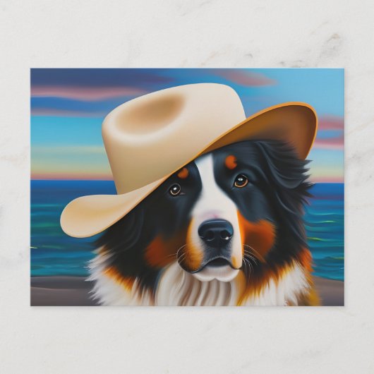 Berner Sennenhond op het strand Briefkaart (Voorkant)