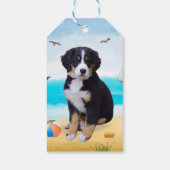 Berner Sennenhond op het strand Cadeaulabel (Achterkant)