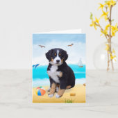 Berner Sennenhond op het strand Kaart (Gele Bloem)