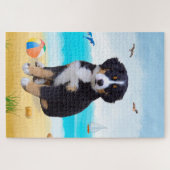 Berner Sennenhond op het strand Legpuzzel (Horizontaal)