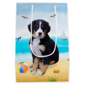 Berner Sennenhond op het Strand Medium Cadeauzakje (Achterkant)