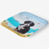 Berner Sennenhond op het strand Papieren Bordje (Gebogen)