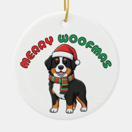 Berner Sennenhond Ornament: Merry Woofmas Keramisch Ornament