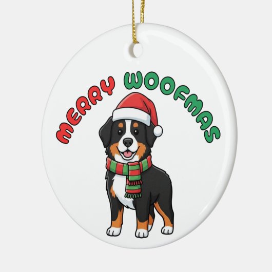 Berner Sennenhond Ornament: Merry Woofmas Keramisch Ornament (Links)