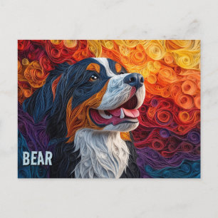 Berner Sennenhond Papier Quilling Kunstportret Briefkaart