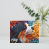 Berner Sennenhond Papier Quilling Kunstportret Briefkaart (Staand voorkant)