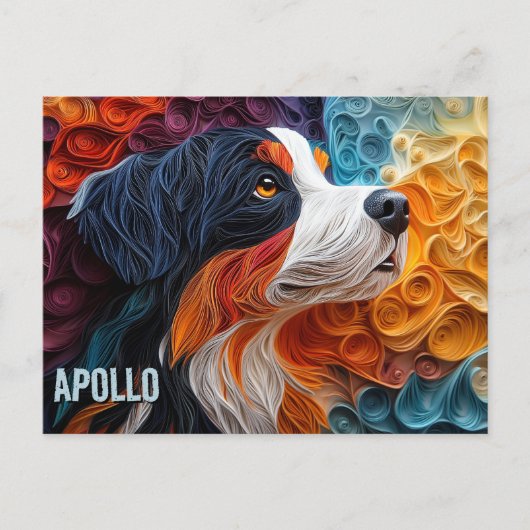 Berner Sennenhond Papier Quilling Kunstportret Briefkaart (Voorkant)