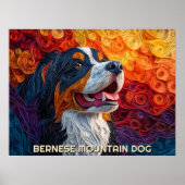 Berner Sennenhond Papier Quilling Kunstportret Poster (Voorkant)