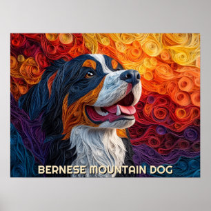 Berner Sennenhond Papier Quilling Kunstportret Poster
