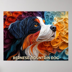 Berner Sennenhond Papier Quilling Kunstportret Poster