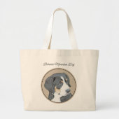 Berner Sennenhond Puppy Schilderen Schattigee Pet Grote Tote Bag (Voorkant)