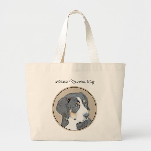 Berner Sennenhond Puppy Schilderen Schattigee Pet  Grote Tote Bag (Voorkant)