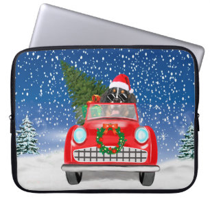 Berner Sennenhond Rijdt Auto In Sneeuw Kerstmis Laptop Sleeve
