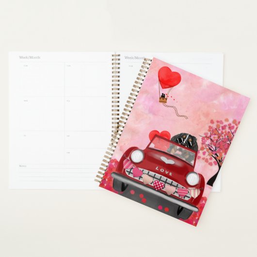 Berner Sennenhond rijdt auto met harten Valentijns Planner (Display)