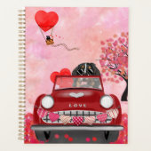 Berner Sennenhond rijdt auto met harten Valentijns Planner (Voorkant)