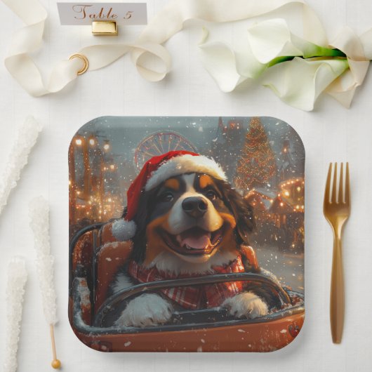 Berner Sennenhond Roller Onderzetter Kerst Papieren Bordje (Huwelijk)