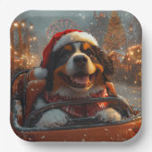 Berner Sennenhond Roller Onderzetter Kerst Papieren Bordje (Voorkant)