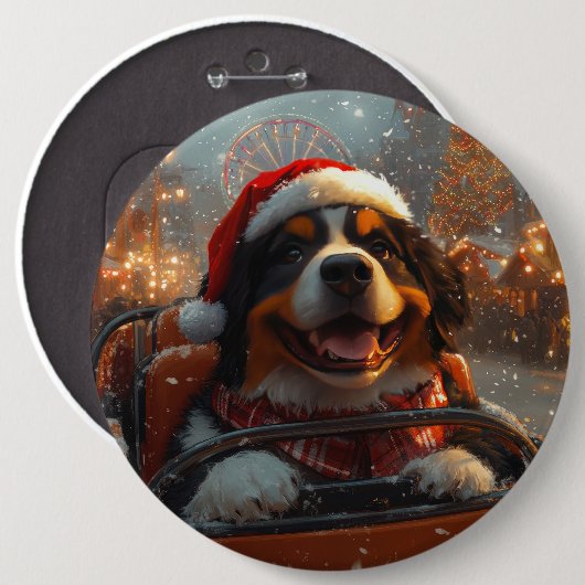 Berner Sennenhond Roller Onderzetter Kerst Ronde Button 6,0 Cm (Voorkant /achterkant)