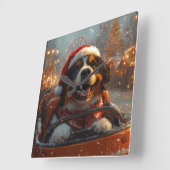 Berner Sennenhond Roller Onderzetter Kerst Vierkante Klok (Hoek)